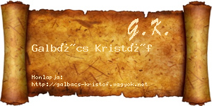 Galbács Kristóf névjegykártya