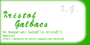 kristof galbacs business card